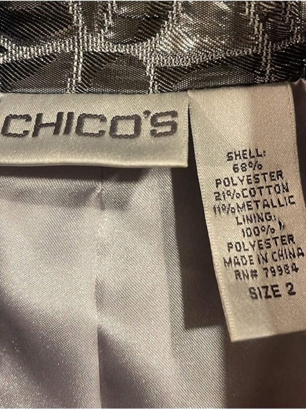 Chico’s Size 2 US M-L Silver Metallic Snakeskin Faux Leather Jacket - Picture 8 of 10